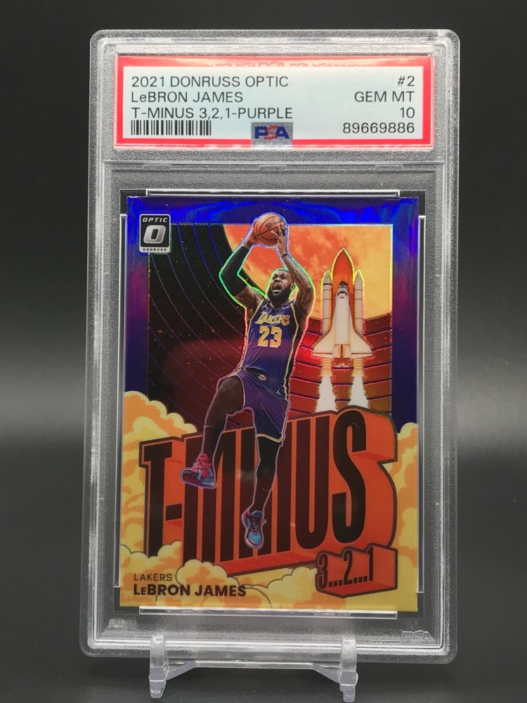 LeBron James Card 2021-22 Donruss Optic T-Minus 3 2 1 Purple #2 PSA 10