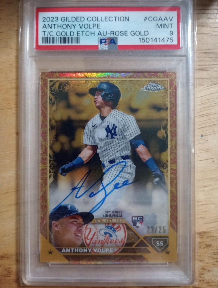 23 Topps Chrome Gilded Coll Anthony Volpe T/C Gold Etch Rc Auto 1/25