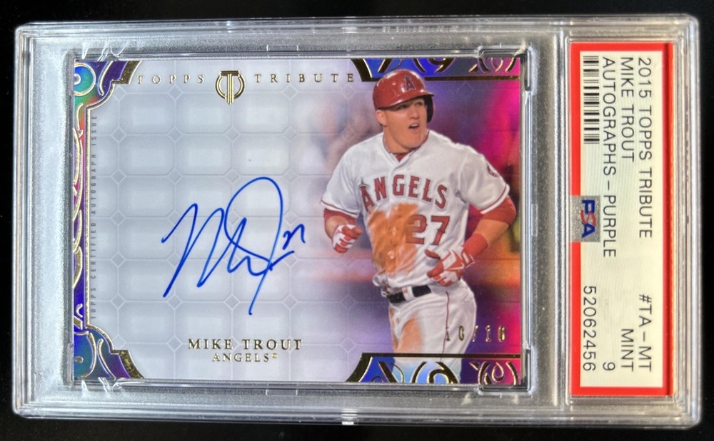 2015 Topps Tribute Mike Trout Auto Autograph Purple #/10 Angels PSA 9