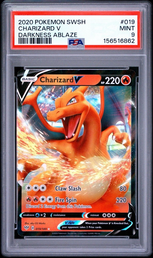 PSA 9 CHARIZARD V 2020 POKÉMON TCG SWSH DARKNESS ABLAZE #019/189 *MINT*