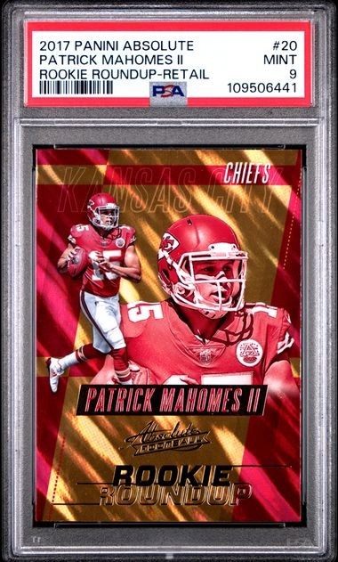 2017 PANINI ABSOLUTE ROOKIE ROUNDUP #20 PATRICK MAHOMES II ROOKIE PSA 9