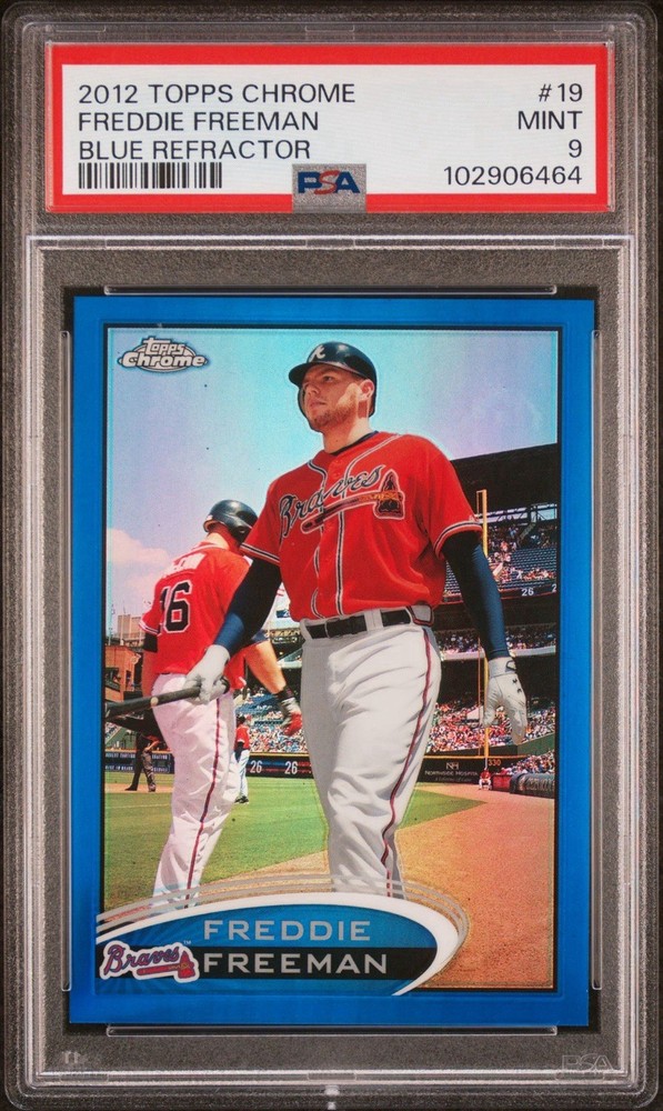 2012 Topps Chrome - Freddie Freeman #19 Blue Refractor /199. PSA 9. view 1