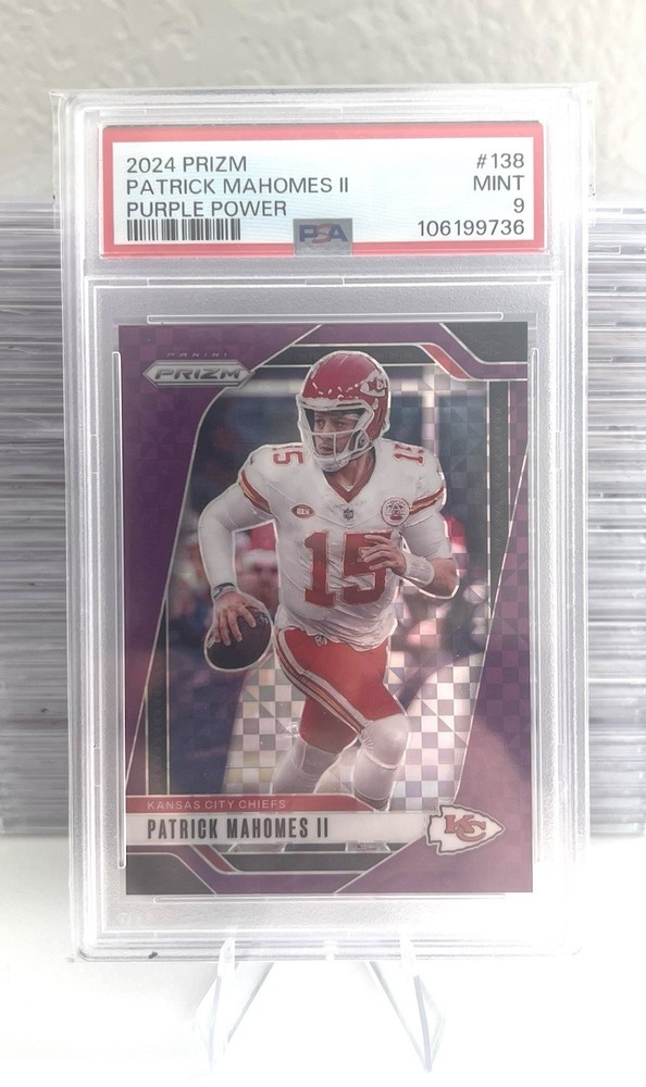 2024 Prizm Purple Power Patrick Mahomes II #138 /49 PSA 9 Kansas City Chiefs