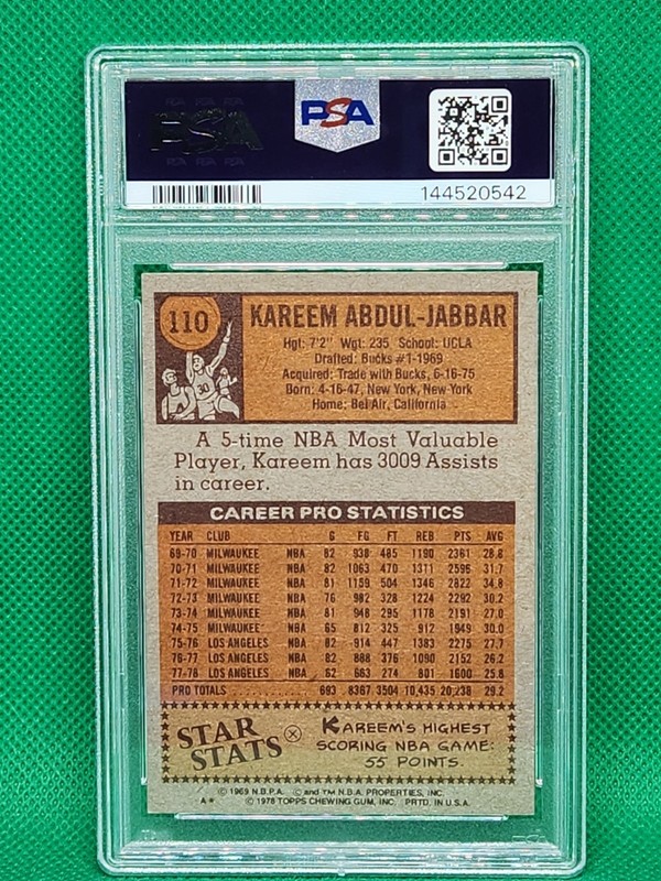 🏀1978-79 Topps Basketball #110 KAREEM Abdul-Jabbar🏀 PSA 6 EX-MT view 2