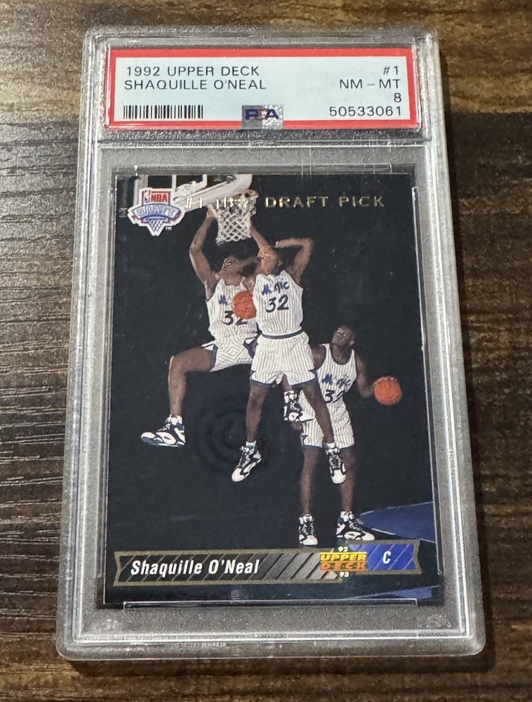 1992 Upper Deck Shaquille O’Neal 1 PSA 8 RC HOF #1 DRAFT PICK