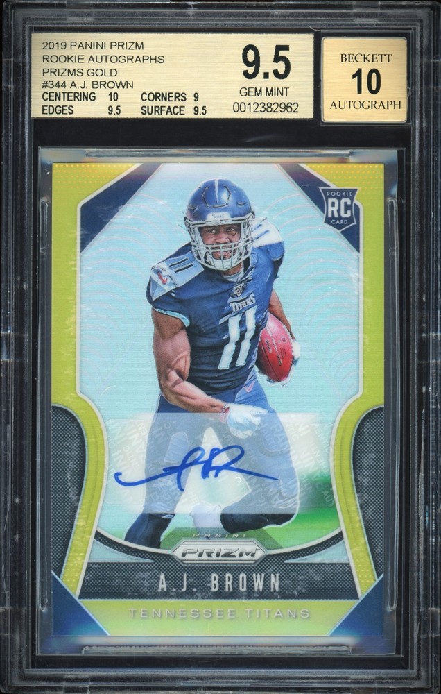 2019 PANINI PRIZM ROOKIE AUTO GOLD /10 PRIZM A.J. BROWN BGS 9.5