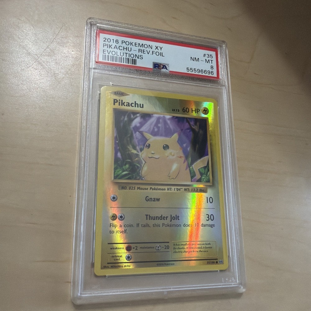 2016 Pokemon Xy Evolutions #35 Pikachu-Rev.Foil Evolutions PSA 8