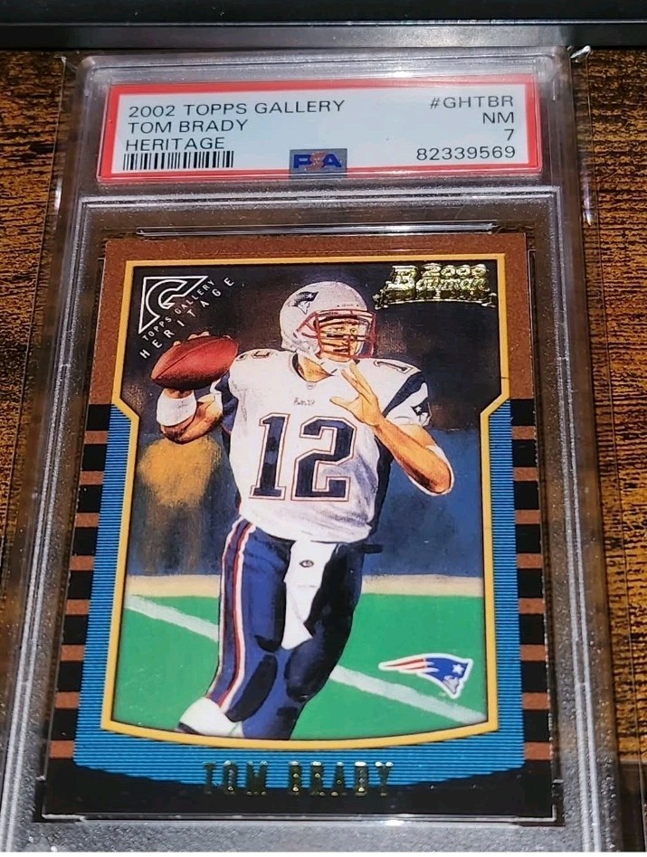 TOM BRADY 2002 TOPPS GALLERY HERITAGE ROOKIE BOWMAN #GHTBR PSA 7