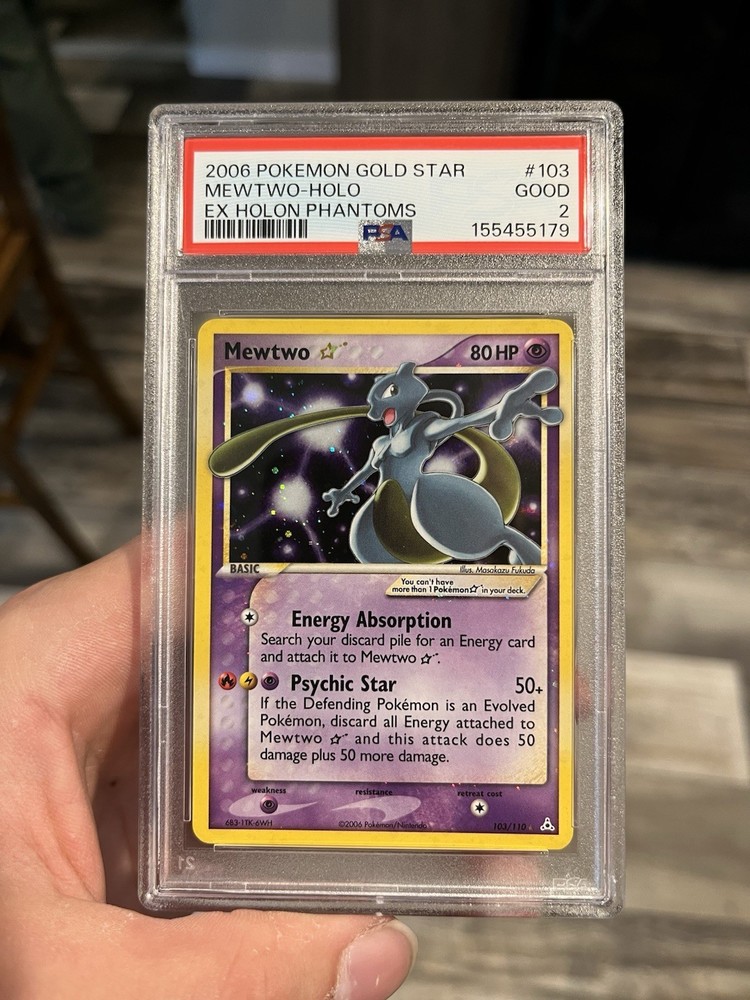 PSA 2 EX Holon Phantoms Gold Star Mewtwo Holo 103/110!!! Regrade Candidate!!!