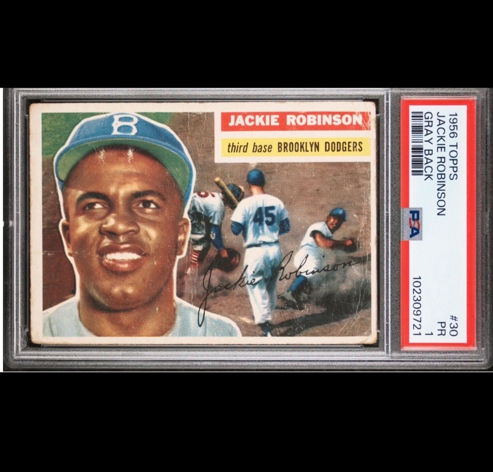 1956 Topps # 30 JACKIE ROBINSON PSA 1 GRAY BACK  BROOKLYN DODGERS GREAT COLOR
