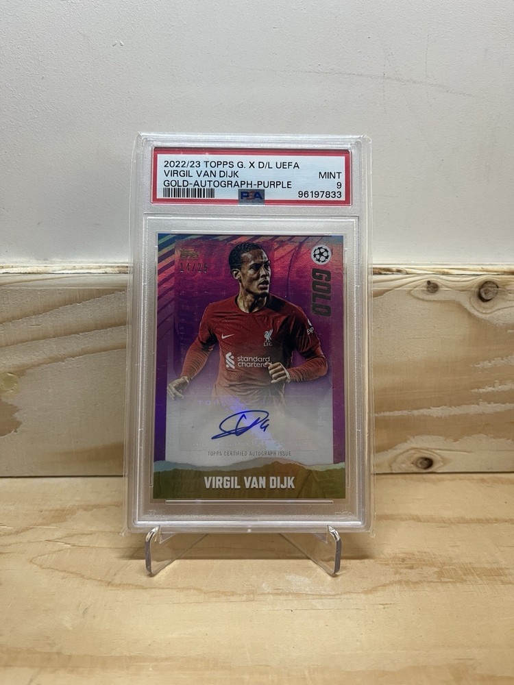 Topps 22-23 UEFA GOLD X Dan Leydon Liverpool Virgil van Dijk Auto Purple /25 Psa