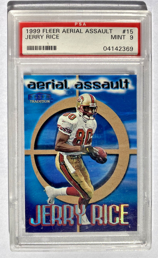 1999 Fleer Tradition Jerry Rice Aerial Assault Holo #15AA PSA 9 MINT 49ers GOAT