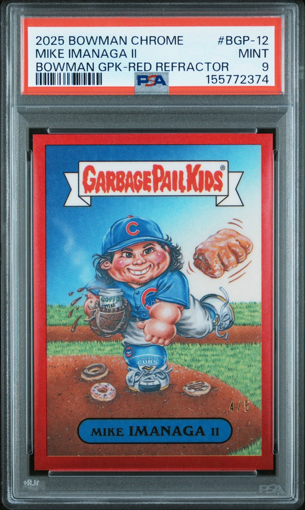 2025 BOWMAN CHROME GPK BGP-12 SHOTA IMANAGA MIKE IMANAGA II RED REFRACTOR PSA 9