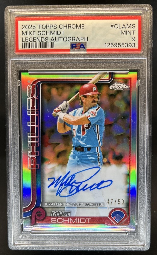 2025 Topps Chrome Mike Schmidt Legends Auto Autograph #/50 Phillies PSA 9
