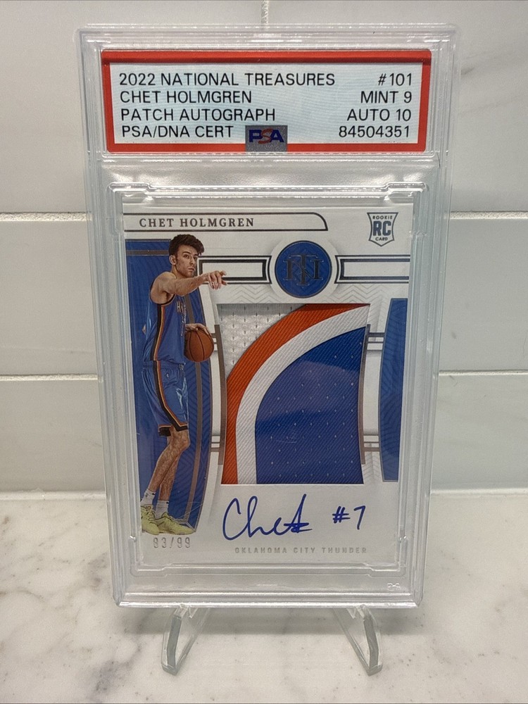 2022 National Treasures Chet Holmgren TRUE RPA /99 RC Rookie Patch PSA 9 Auto 10