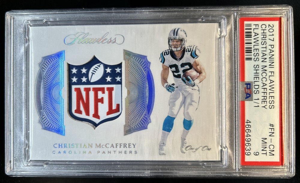 2017 Panini Flawless Christian McCaffrey Rookie NFL Shield #1/1 Panthers PSA 9