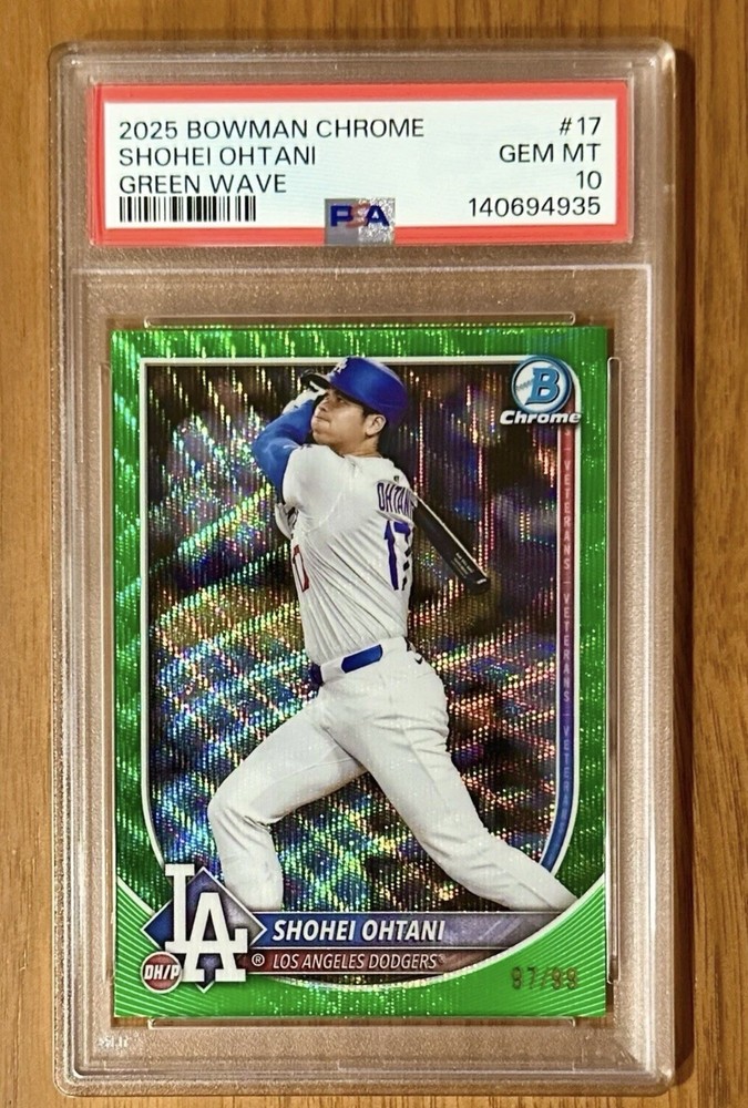Shohei Ohtani RARE GREEN REFRACTOR /99 BOWMAN CHROME NON AUTO MVP ROY RC PSA 10