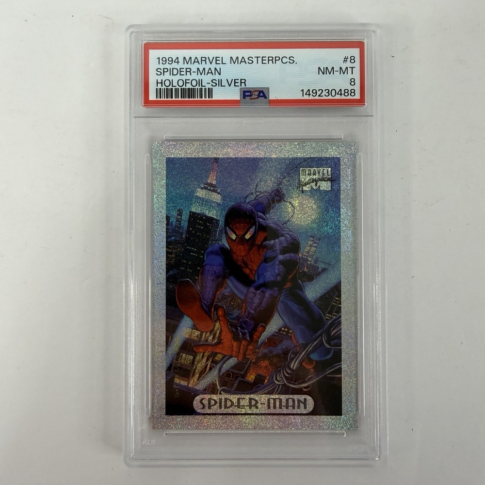 1994 Marvel Masterpieces 8 Spider Man Holofoil Silver PSA 8 NM-MT