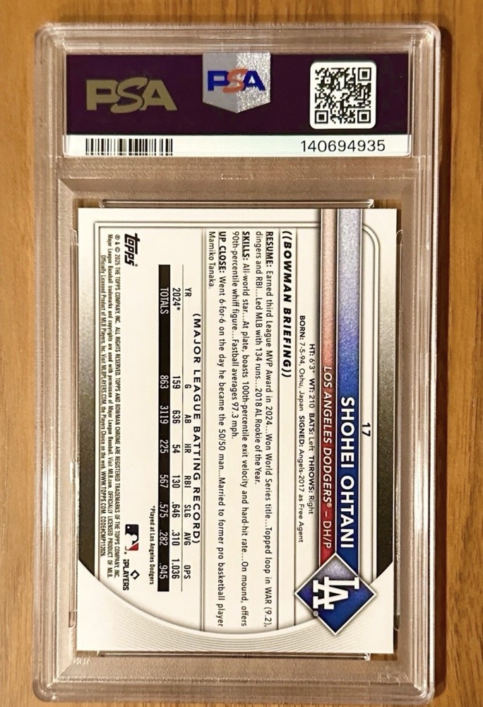 Shohei Ohtani RARE GREEN REFRACTOR /99 BOWMAN CHROME NON AUTO MVP ROY RC PSA 10