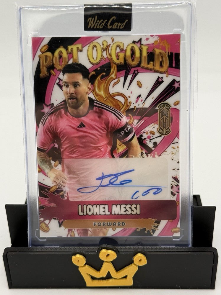 Lionel Messi Auto Wild Card Pot O’ Gold Pink Color Match True 1/1 Case Hit