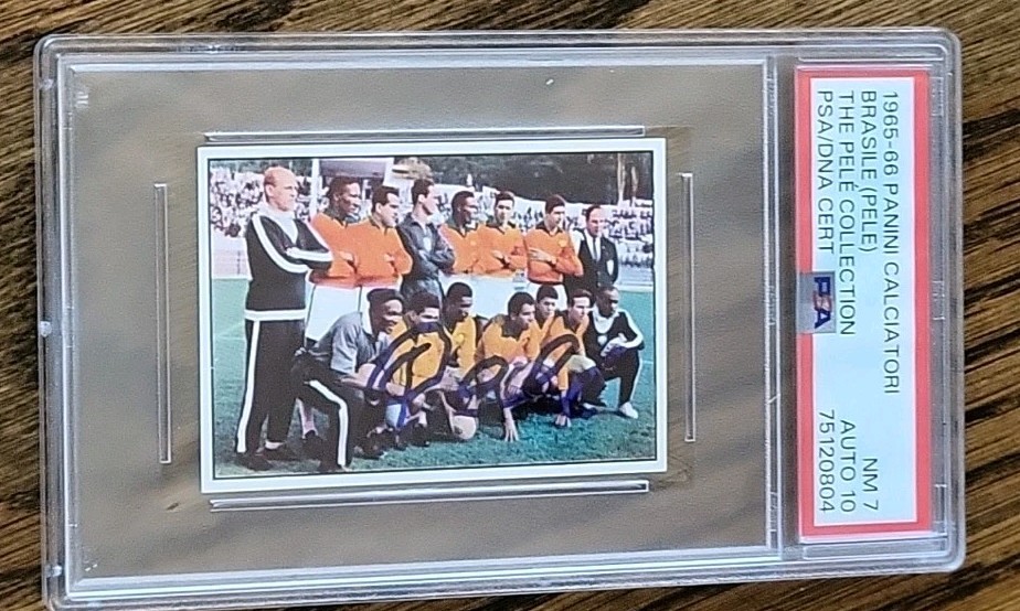 PELE OWNED 1965 Panini 🇧🇷Team  Autographed PSA 7 DNA Auto GEM 10  PoP 1 Finest