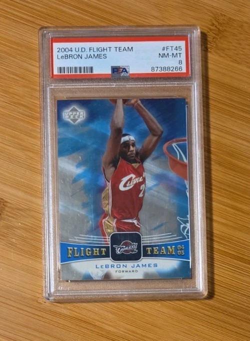 2004 Upper Deck #FT45 LEBRON JAMES - PSA 8- Flight Team - Cavaliers - NM/MT