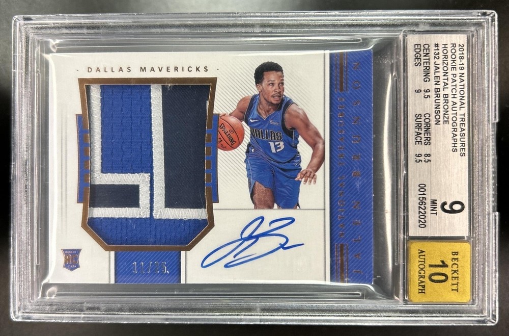 2018-19 National Treasures Jalen Brunson Rookie Patch Auto Bronze #/25 BGS 9/10
