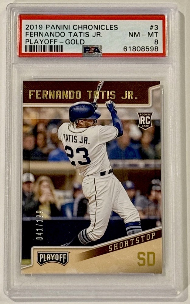 2019 Panini Chronicles Playoff Fernando Tatís Jr #3 GOLD /199 RC SP PSA 8 Rookie