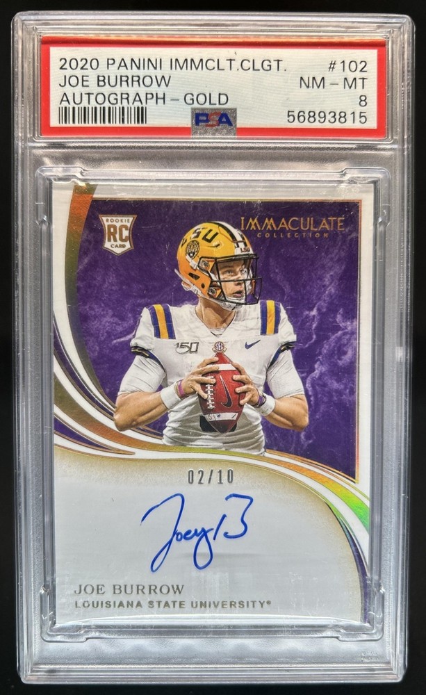 2020 Panini Immaculate Collegiate Joe Burrow RC Gold Auto Autograph #/10 PSA 8