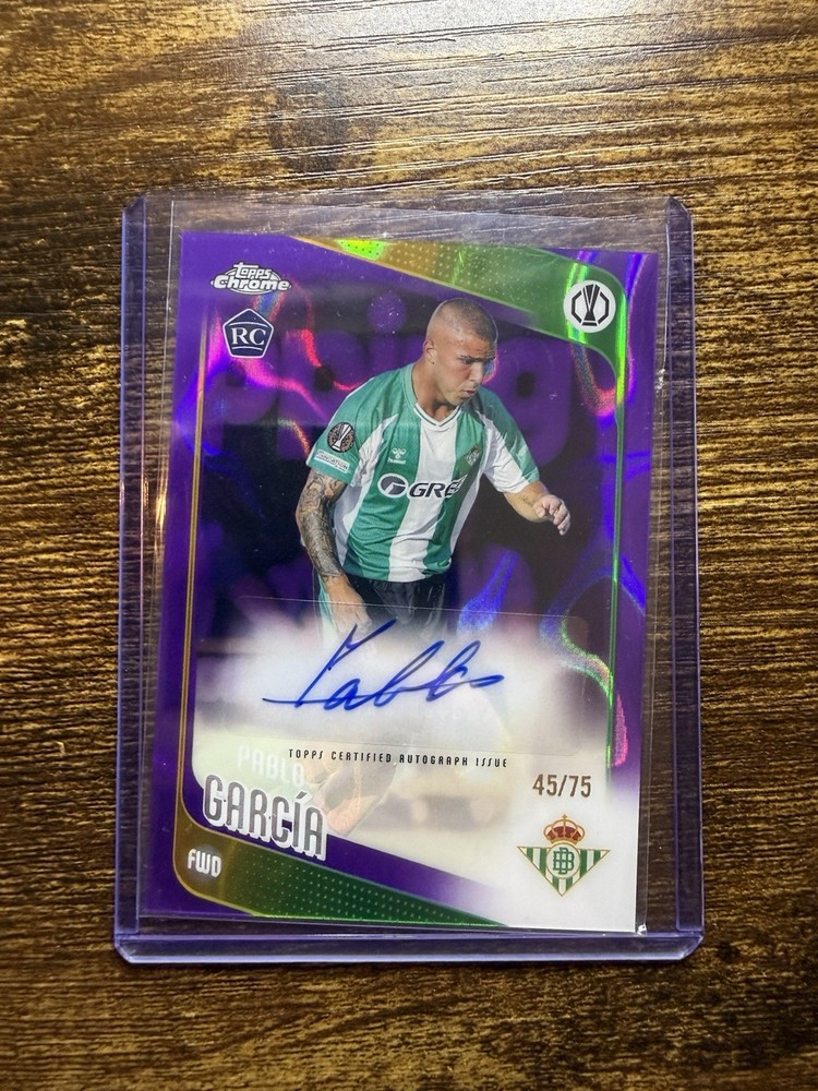 2025-26 Topps Chrome UEFA Club Competitions Pablo Garcia RC Auto Purple Lava /75