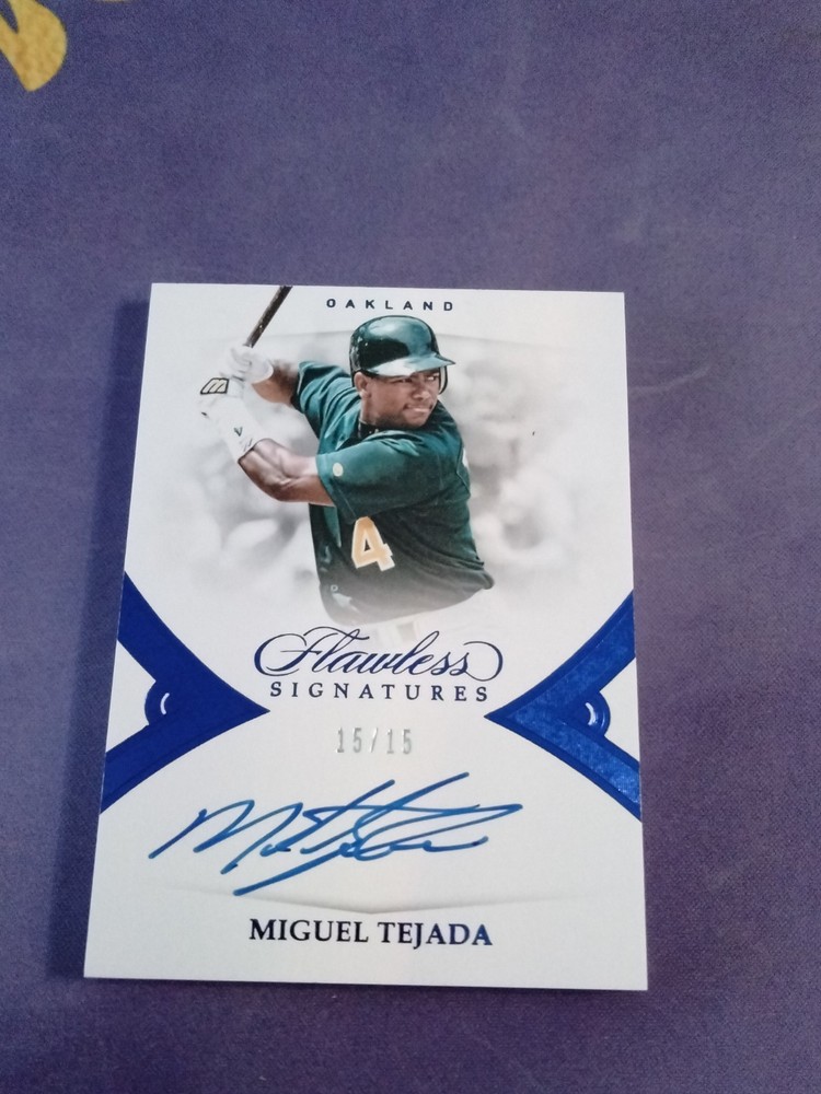 Miguel Tejada 2019 Panini  Flawless Signatures Sapphire 15/15 SSP Oakland Auto