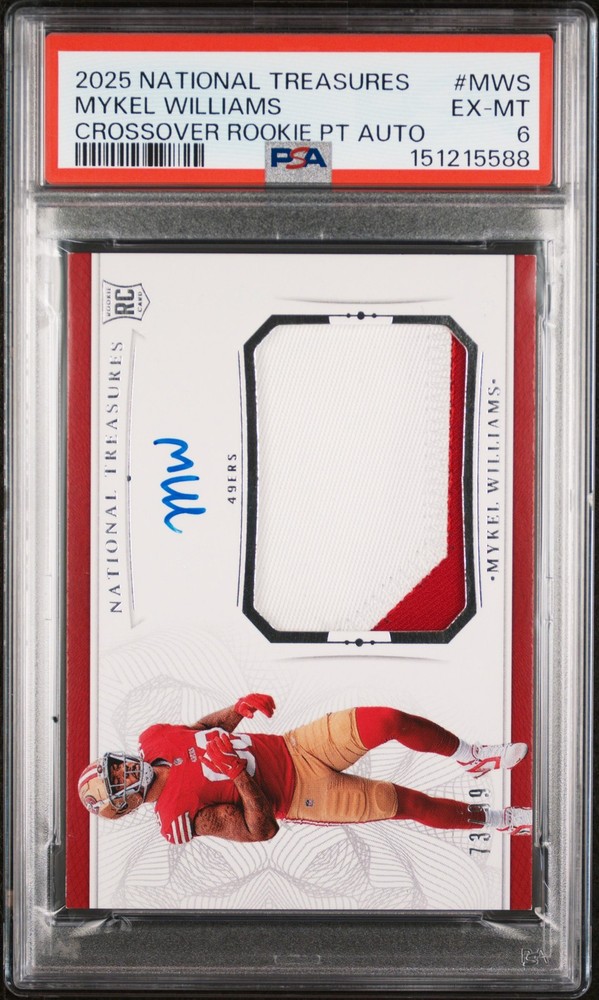 2025 Panini National Treasures Crossover Rookie Patch Auto Mykel Williams PSA 6