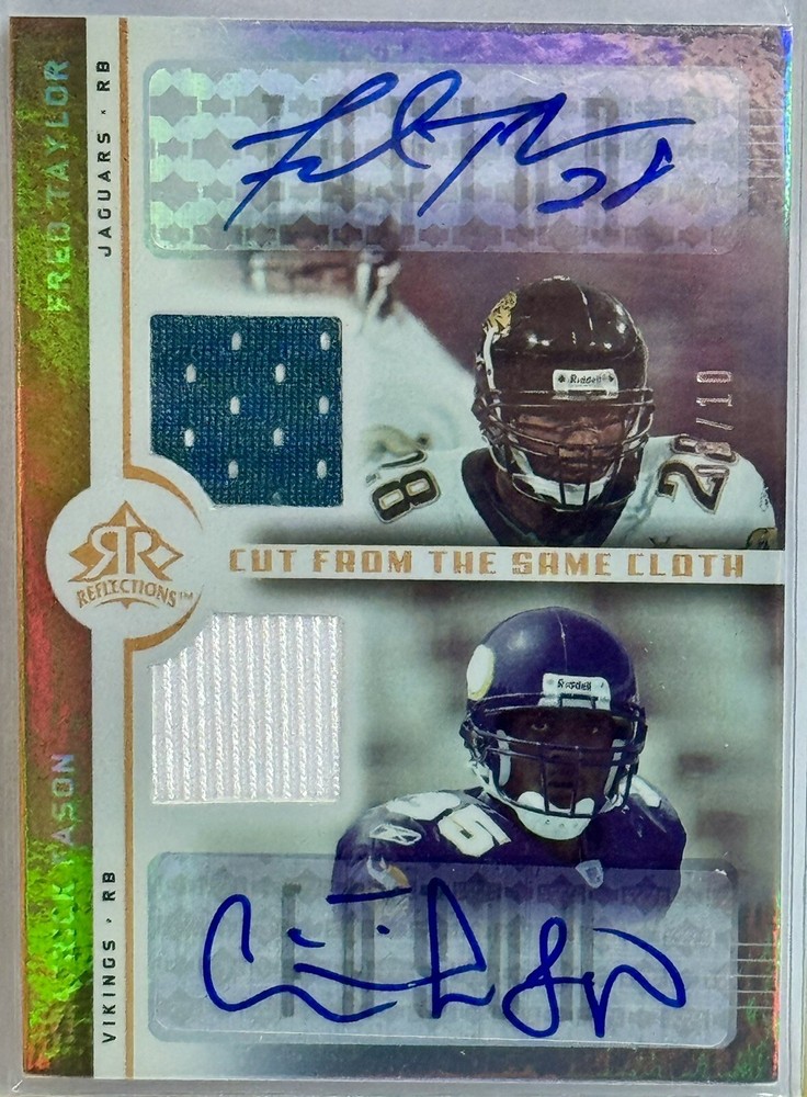 2005 Upper Deck Reflections Game Used Dual Auto Fred Taylor Ciatrick Fason #d/10