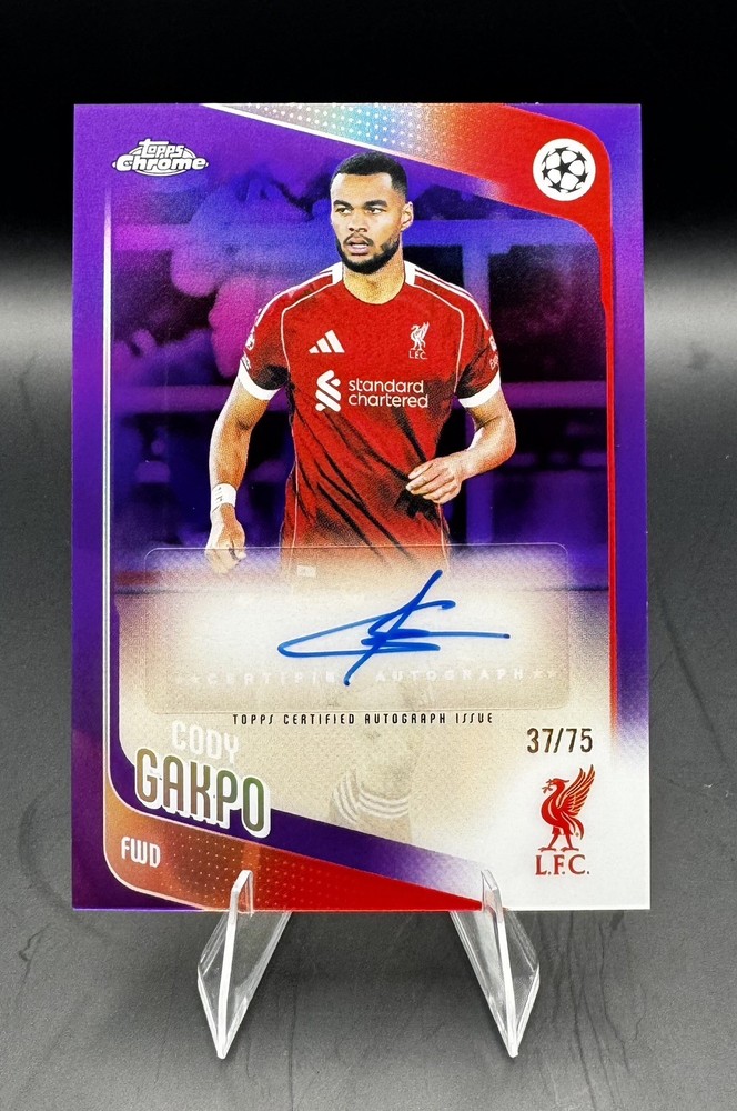 2025-26 Topps Chrome UEFA Cody Gakpo AUTO /75 Purple Refractor #CA-CG Liverpool