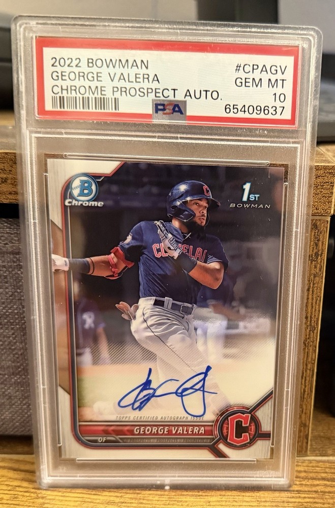 2022 1st BOWMAN CHROME PROSPECT AUTOS #CPAGV GEORGE VALERA PSA 10 AUTO