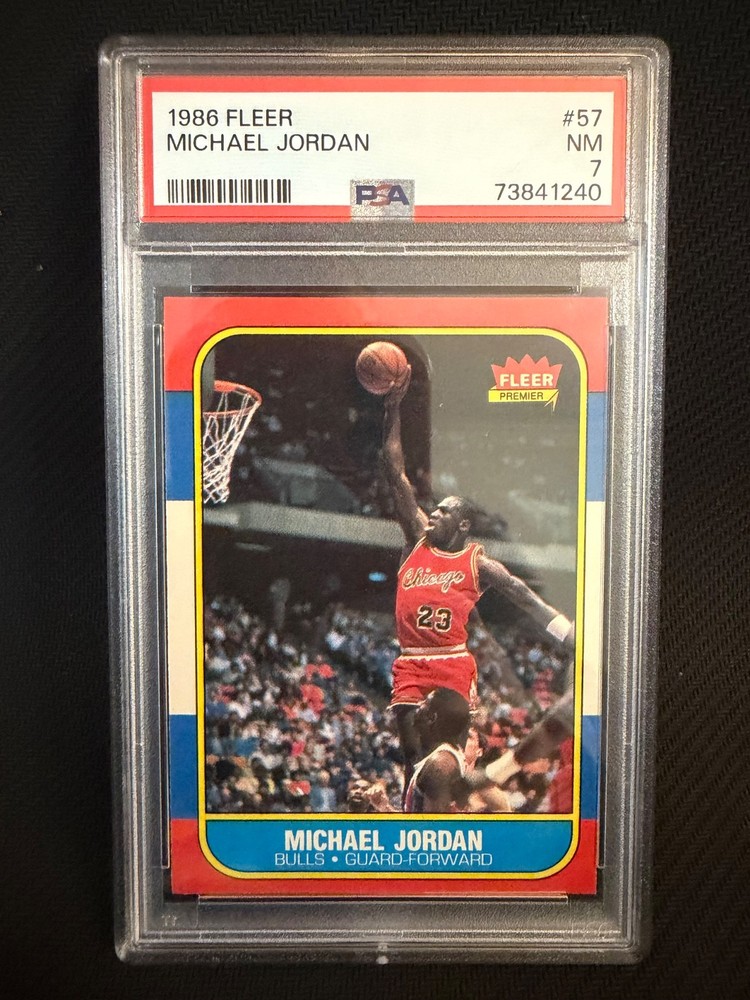 MICHAEL JORDAN PSA 7 1986-87 FLEER #57 ROOKIE CARD RC BULLS NEAR MINT