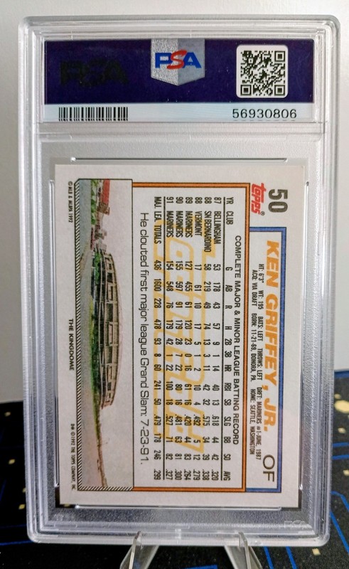 Ken Griffey Jr. 1992 Topps Gold #50 PSA 8 view 2