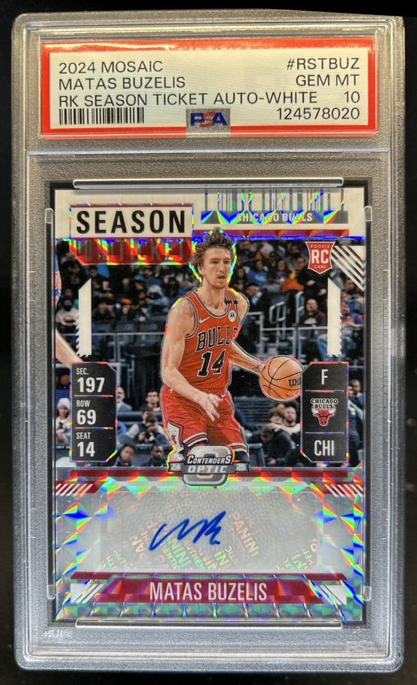 2024-25 Mosaic Matas Buzelis Contenders Optic Rookie RC White Auto #/25 PSA 10
