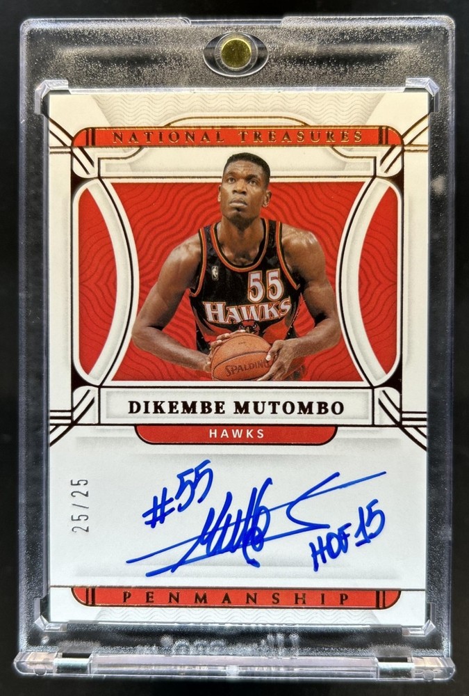 2021-22 Panini National Treasures Dikembe Mutombo Penmanship Bronze Auto #/25