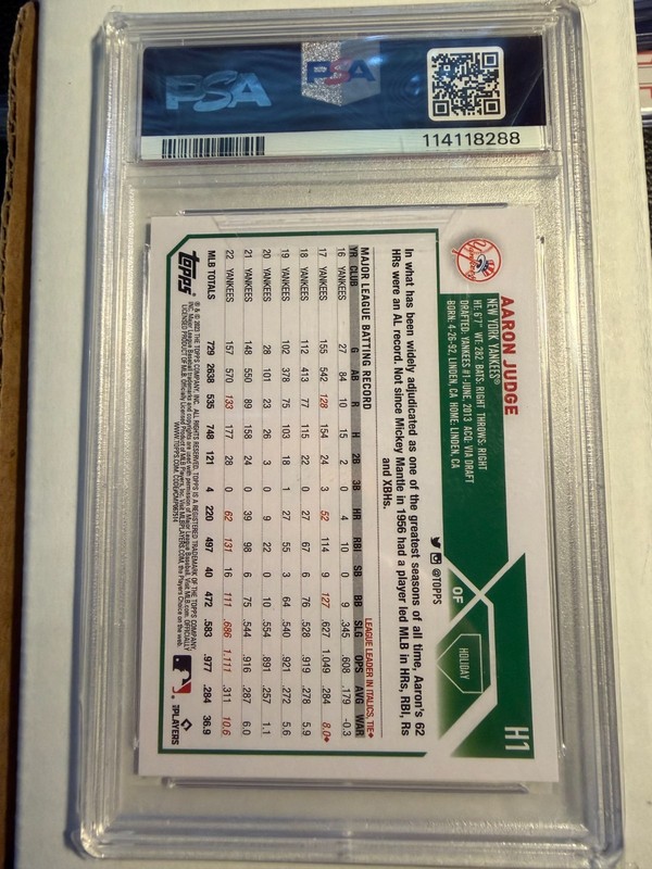 2023 Topps Holiday SP  #H1 - Aaron Judge -  PSA 10 Gem Mint view 2