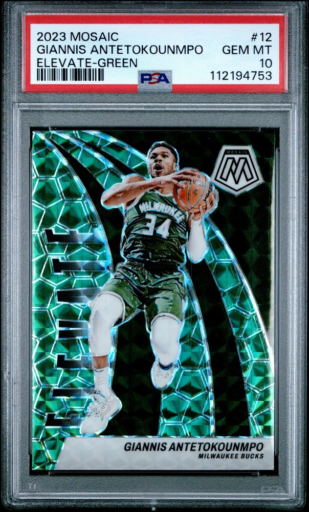 2023 Panini Mosaic Elevate Giannis Antetokounmpo #12 Green PSA 10