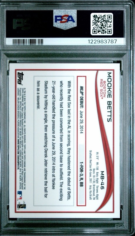 2014 Topps Chrome Update MOOKIE BETTS Rookie Debut #MB-46 RC PSA 10 Gem Mint view 2