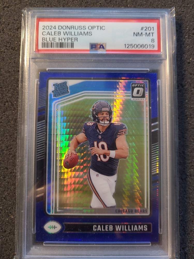 Caleb Williams 2024 Optic Blue Hyper PSA 8 Rated Rookie