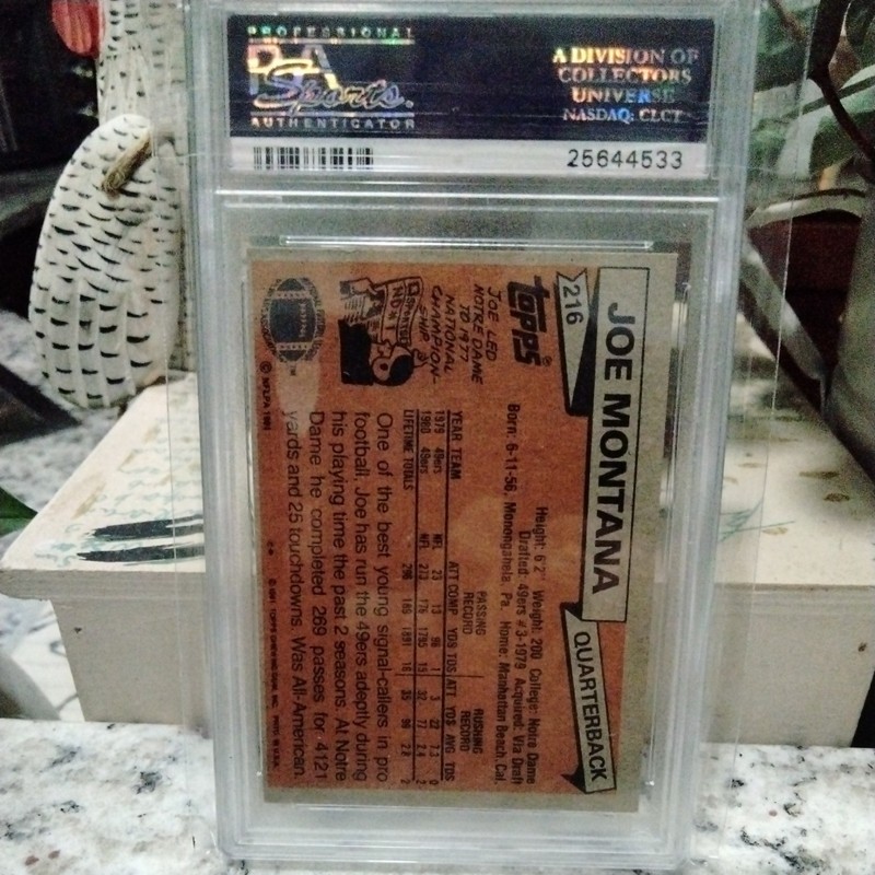 1981 Topps - Joe Montana #216 PSA 6 view 2