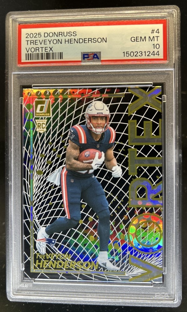 2025 Panini Donruss TreVeyon Henderson Vortex RC Rookie #4 Patriots PSA 10