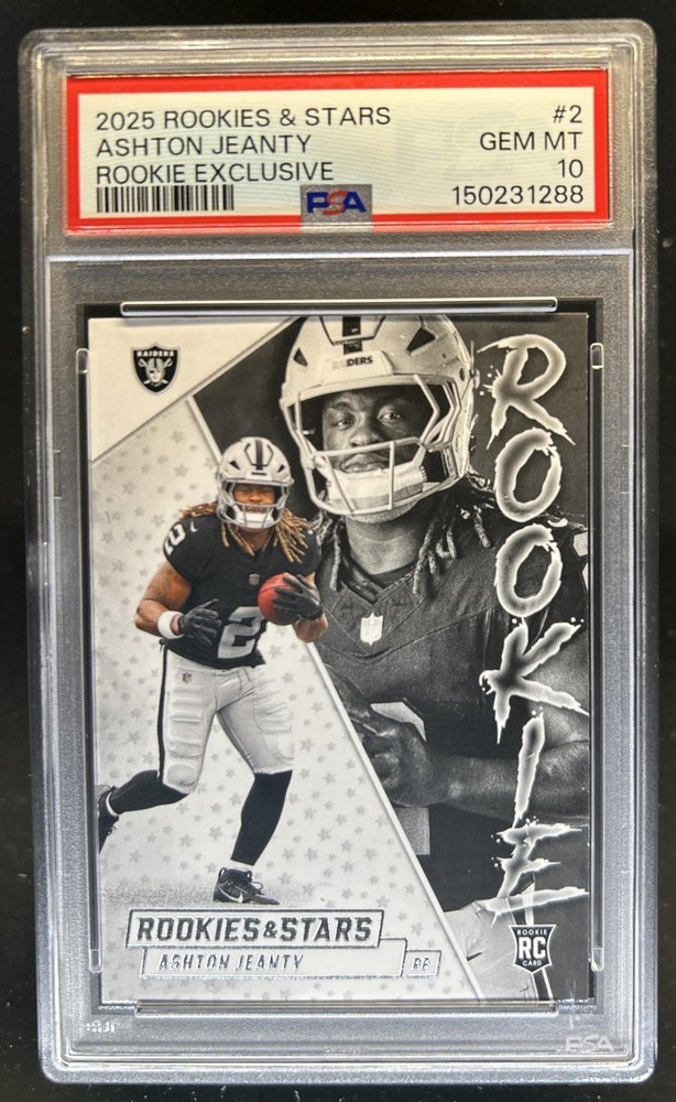 2025 Panini Rookies & Stars Ashton Jeanty Rookie Exclusive RC #2 Raiders PSA 10