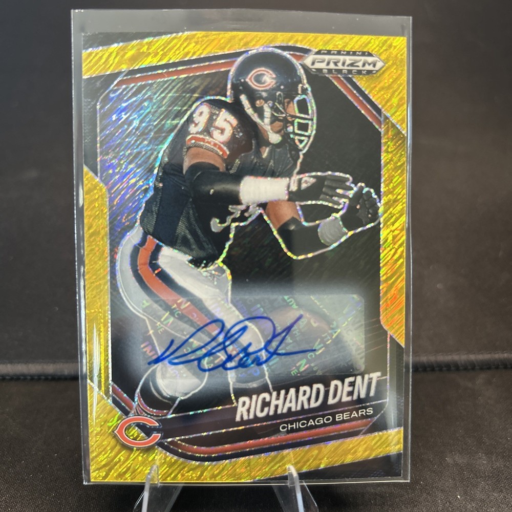 2025 Panini Prizm Black Football FOTL Richard Dent Gold Shimmer /10 Auto Bears