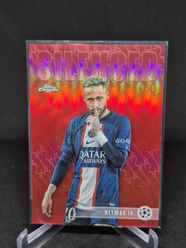 2025-26 Topps Chrome UEFA Neymar 1/5 Silenced Red Refractor 1:116173 Rare PSG