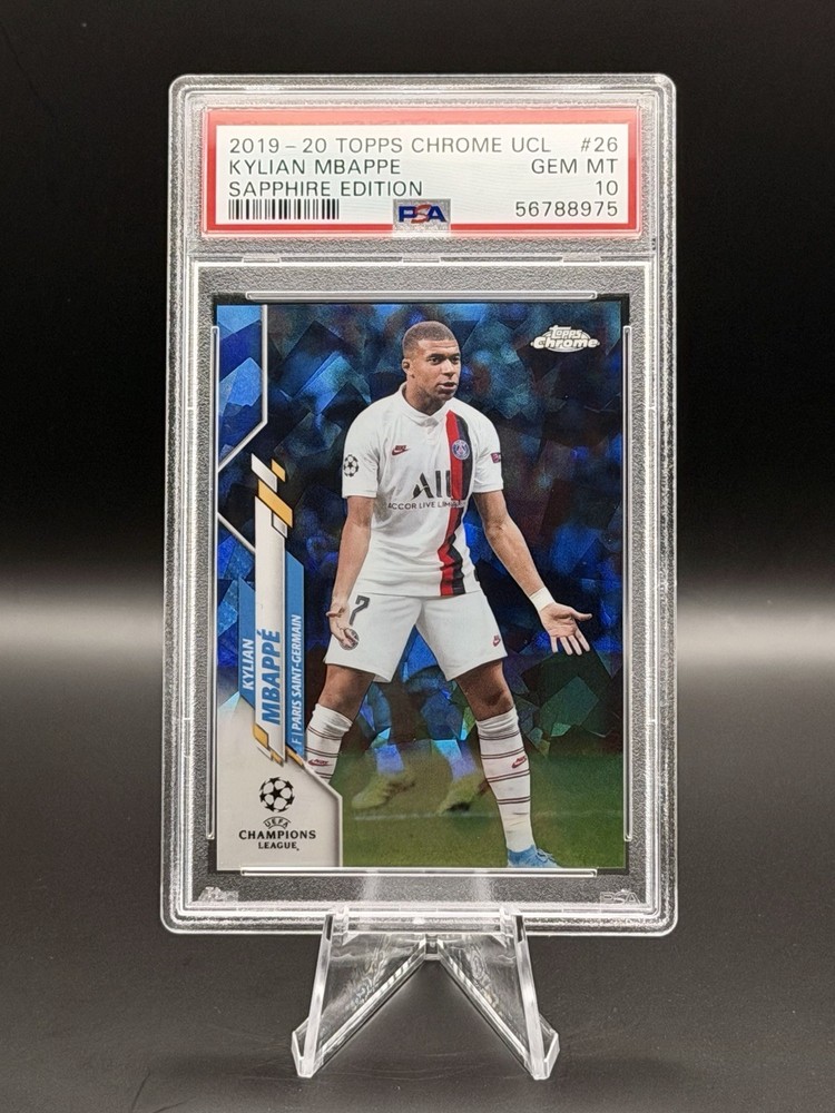 Topps 2019-20 Chrome UEFA Sapphire Edition Kylian Mbappé PSG PSA 10