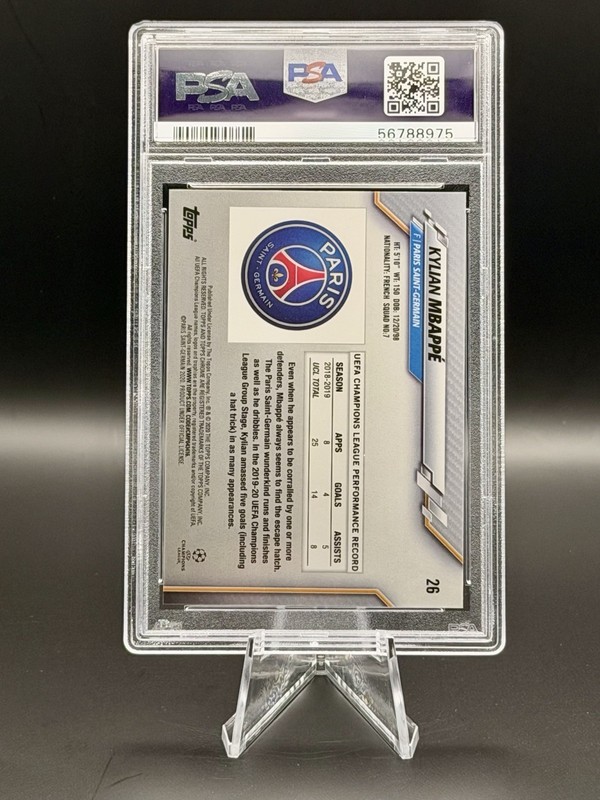 Topps 2019-20 Chrome UEFA Sapphire Edition Kylian Mbappé PSG PSA 10 view 2